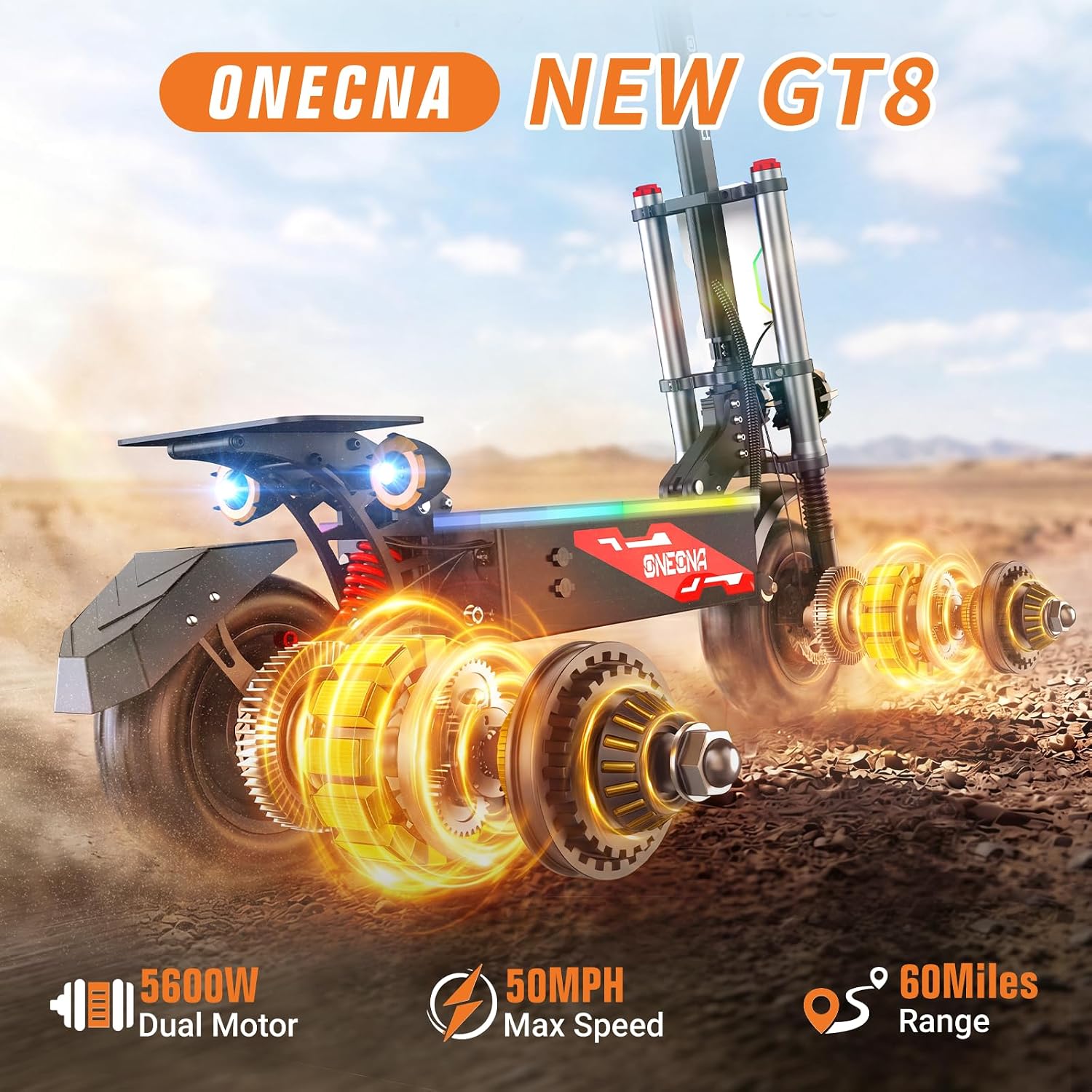 ONECNA NEUER GT8PRO Elektrorol – 60V 5600W Dual Motor Electric Scooter Bewertung und Preis